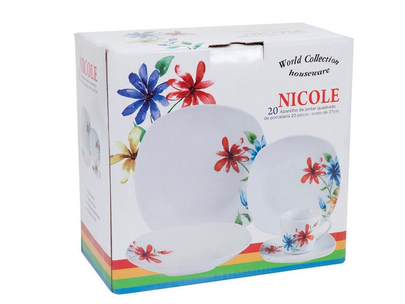 Aparelho de Jantar 20 Peças World Collection - Quadrado Porcelana